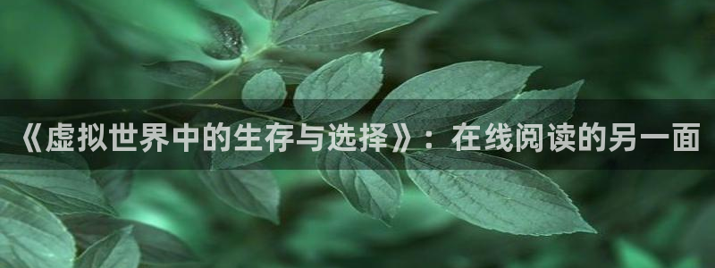 摩臣5平台电子有限公司：《虚拟世界中的生存与选择》：在线阅读的另一面